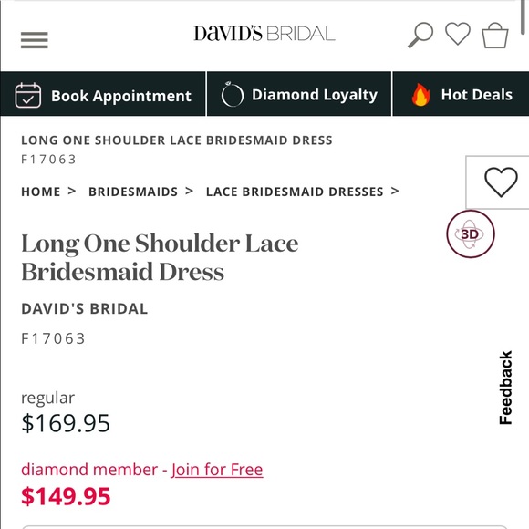 David’s bridal green one shoulder lace formal dress - Picture 14 of 16